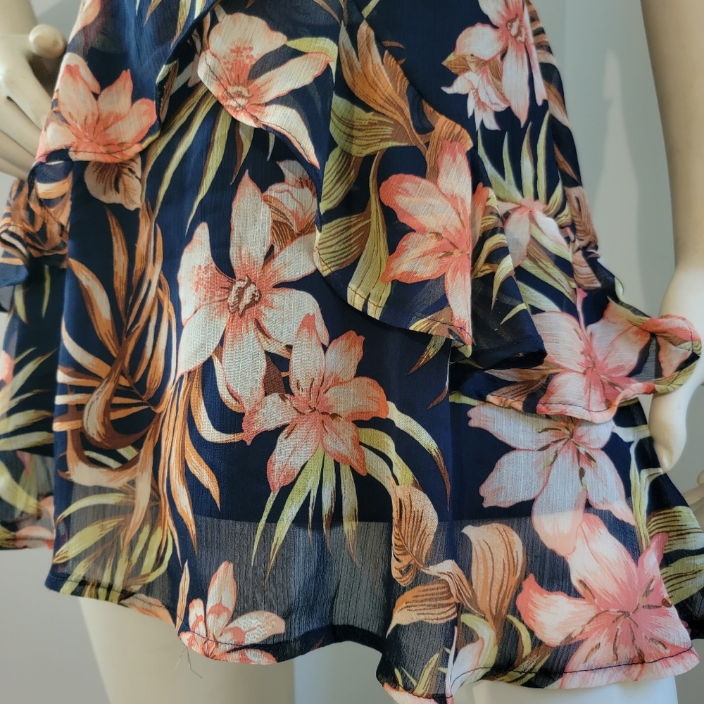 NWT Tropical Ruffle Mini Dress - Picture 2 of 7
